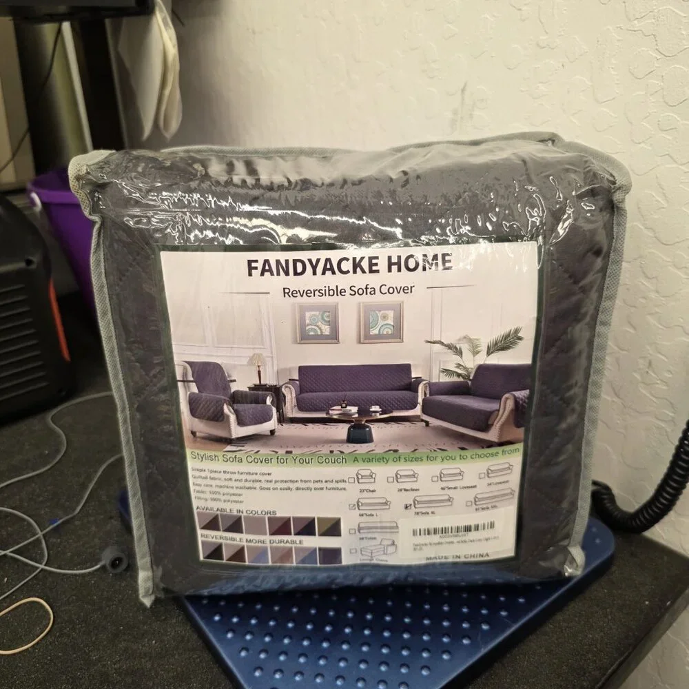 Fandyacke Home Reversible Sofa Cover Grey/ Light Grey 78in New